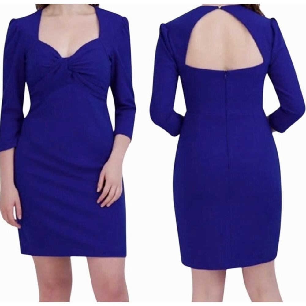 Julia Jordan Front Knot Long Sleeve Cutout Mini Dress - Cobalt Blue Sz 6 - $119